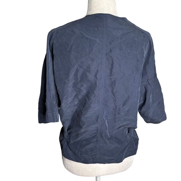 Paul Brial Navy Blue Asymmetrical Zip Jacket Top Size 5 Side Buckles Pockets - Picture 4 of 7